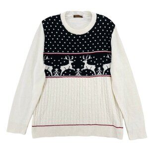RUN & FLY Sweater Pullover Nordic Deer Knit Christmas Winter Men's XL